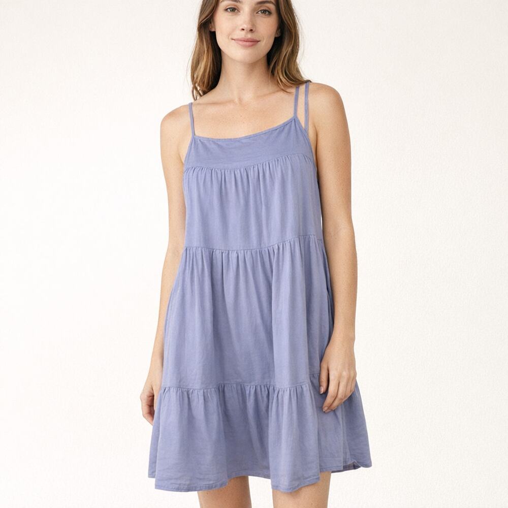 Victoria's Secret Lilac Purple Tiered Linen Blend Sundress SMALL Summer Beach